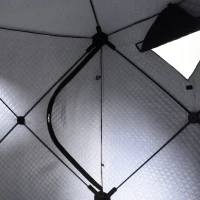 Outsunny 2 Person Ice Fishing Shelter, Pop-up Ice Fishing Tent, Ice Shanty, Portable and Insulated, with 2 Doors and Carrying Bag, Black(m-9)