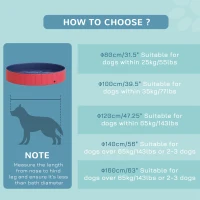 PawHut Folding Dog Pool Portable Pet Kiddie Swimming Pool, Outdoor/Indoor Puppy Bath Tub with Nonslip Bottom for Dogs & Cats,  (Φ63", Red)(m-10)