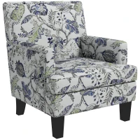 HOMCOM Upholstered Armchair, Mid-Century Accent Chair with Floral Pattern, Nailhead Trim for Living Room, Bedroom, Multicolour(m-2)