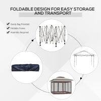 Outsunny 12' x 12' Pop Up Canopy Tent with Netting and Carry Bag, Instant Sun Shelter with 137 sq.ft Shade, Beige and Brown(m-6)