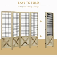 HOMCOM 4.7' 4 Panel Room Divider, Indoor Privacy Screens for Home, Natural(m-6)