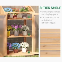 Outsunny Wooden Cold Frame Greenhouse, Raised Planter Bed Protection with Openable Top and 3 Shelves for Outdoor Indoor, 27.5" x 19.75" x 47.25", Brown(m-5)