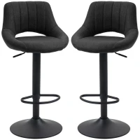 HOMCOM Swivel Bar Stools Set of 2, Linen Upholstered Counter Height Barstools with Round Metal Base(m-11)