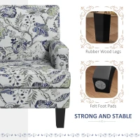 HOMCOM Upholstered Armchair, Mid-Century Accent Chair with Floral Pattern, Nailhead Trim for Living Room, Bedroom, Multicolour(m-6)