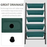 Outsunny 5-Tier Raised Garden Bed with 5 Planter Box, Outdoor Plant Stand Grow Containers with Leaking Holes for Balcony Patio Outdoor, Green(m-6)