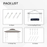 Outsunny 12' x 12' Pop Up Canopy Tent with Netting and Carry Bag, Instant Sun Shelter with 137 sq.ft Shade, Beige and Brown(m-5)