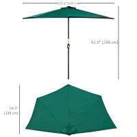 Outsunny 9ft Half Round Umbrella Outdoor Balcony Parasol Patio Garden Outdoor Window Sun Shade w/  5 Ribs Dark Green(m-3)