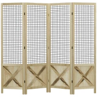 HOMCOM 4.7' 4 Panel Room Divider, Indoor Privacy Screens for Home, Natural(m-1)