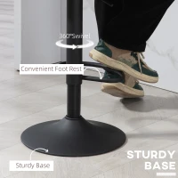 HOMCOM Swivel Bar Stools Set of 2, Faux Leather Upholstered Counter Height Barstools with Round Metal Base(m-6)