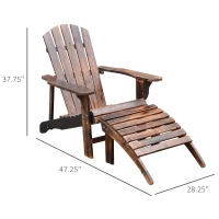 Outsunny Wooden Adirondack Chair with Ottoman, Outdoor Fire Pit Chair, Supports Up to 330 lbs., Rustic Brown(m-3)