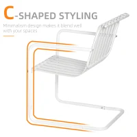 Outsunny 3 Pieces Patio Bistro Set, Metal Frame Garden Coffee Table Set with 2 Chairs & Round Table for Outdoor Yard Porch Poolside Balcony, White(m-4)