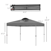Outsunny 10' x 10' Outdoor Gazebo Pop Up Canopy Party Tent with Carrying Bag, Dark Gray(m-3)