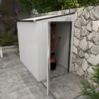 Outsunny 4' x 6' Lean to Garden Storage Shed, Outdoor Metal Tool House with Lockable Door Vents for Backyard Patio Lawn, White(m-2)
