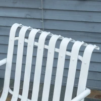 Outsunny 3 Pieces Patio Bistro Set, Metal Frame Garden Coffee Table Set with 2 Chairs & Round Table for Outdoor Yard Porch Poolside Balcony, White(m-9)