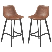 HOMCOM Counter Height Stools Set of 2, Upholstered Kitchen Stool with Back and Steel Legs(m-2)