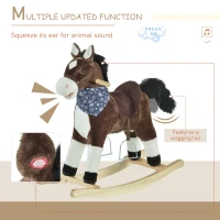 Qaba Kids Plush Ride-On Rocking Horse Toy Cowboy Rocker with Fun Realistic Sounds for Child 3-6 Years Old, Brown(m-7)
