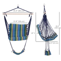 Outsunny Patio Hammock Chair, Hanging Hammock Padded Seat Air Deluxe Sky Swing with Footrest for Any Indoor or Outdoor Spaces Camping Sleeping Reclining Chair(m-3)