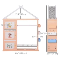 Qaba Kids Toy Organizer and Storage Book Shelf with shelf, Storage Cabinet, Hanger, Storage Board, and Storage Basket, Orange(m-3)
