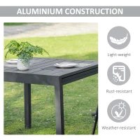 Outsunny Extendable Dining Table Metal Outdoor Slat Table for 4-6 Person Rectangular Lawn Garden Bistro Patio Table with Aluminum Frame, Grey(m-5)