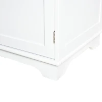 HOMCOM Kitchen Storage Cabinet, Sideboard Floor Cupboard with Solid Wood Top, Adjustable Shelf, and 2 Drawers for Living Room, and Hallway, White(m-14)