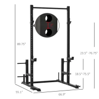 Soozier Power Rack with Pull up Bar and Adjustable Barbell Rack, Heavy-Duty Power Tower Strength Training Equipment for Home Gym(m-3)