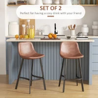 HOMCOM Counter Height Stools Set of 2, Upholstered Kitchen Stool with Back and Steel Legs(m-4)