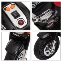 Aosom 6V Kids Electric Motorcycle Ride On Toy Battery Powered with Light Music MP3 3-Wheel Storage Box Ages 18 months - 5 years, Black(m-8)