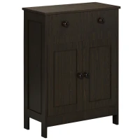 HOMCOM Bathroom Floor Cabinet, Freestanding Storage Cabinet with Drawer and Shaker Doors, Accent Cabinet, Sideboard with Adjustable Shelf, Brown(m-2)