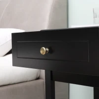 HOMCOM Modern Nightstand, Accent End Side Table with Drawer and Storage Shelf, Bedside Table for Bedroom, Black(m-9)