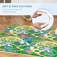 Qaba Kids Foam Puzzle Floor Tiles Baby Toddler Play Mat 36Pcs Anti-slip Crawling Learning with End Border Dinosaur Land Pattern 35SqFt EVA(m-5)