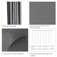 Outsunny 10' x 10' Outdoor Gazebo Pop Up Canopy Party Tent with Carrying Bag, Dark Gray(m-7)