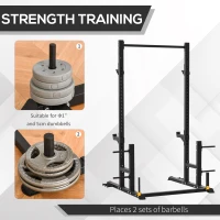 Soozier Power Rack with Pull up Bar and Adjustable Barbell Rack, Heavy-Duty Power Tower Strength Training Equipment for Home Gym(m-4)