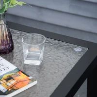 Outsunny Lounger Chair Set of 3 with 7-Level Adjustable Backrest, 5-Level Adjustable Footrest, Patio Chaise Lounge with Glass Top Side Table, Grey(m-7)