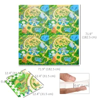 Qaba Kids Foam Puzzle Floor Tiles Baby Toddler Play Mat 36Pcs Anti-slip Crawling Learning with End Border Dinosaur Land Pattern 35SqFt EVA(m-3)