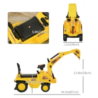 HOMCOM NO POWER 3 in 1 Ride On Toy Excavator Digger Scooter Pulling Cart Pretend Play Construction Truck(m-3)