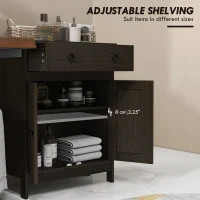 HOMCOM Bathroom Floor Cabinet, Freestanding Storage Cabinet with Drawer and Shaker Doors, Accent Cabinet, Sideboard with Adjustable Shelf, Brown(m-5)