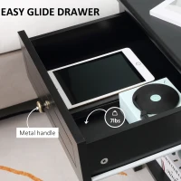 HOMCOM Modern Nightstand, Accent End Side Table with Drawer and Storage Shelf, Bedside Table for Bedroom, Black(m-5)