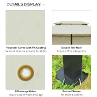 Outsunny 13' x 10' Soft-top Gazebo Patio Steel Canopy Portable Party Event with Double Canopy Roof, Curtains, Cream White(m-5)