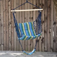 Outsunny Patio Hammock Chair, Hanging Hammock Padded Seat Air Deluxe Sky Swing with Footrest for Any Indoor or Outdoor Spaces Camping Sleeping Reclining Chair(m-7)