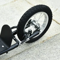 Aosom Youth Kick Scooter with Adjustable Handlebar and 16'' Inflatable Rubber Wheel for Kids and Teens 5+ Year Old, Black(m-10)
