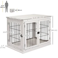 PawHut 26" Wooden Dog Cage with Double Door Entrance & Simple Modern Design, White(m-3)