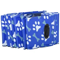 PawHut Folding Dog Pool Portable Pet Kiddie Swimming Pool, Outdoor/Indoor Puppy Bath Tub with Nonslip Bottom for Dogs & Cats,  (Φ63", Blue)(m-10)