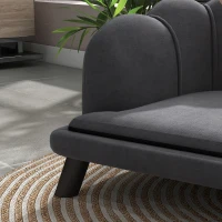 PawHut Pearl Design Pet Sofa for Medium and Large Sized Dogs, Pet Bed with Cushion and Solid Wood Legs, Charcoal Gray(m-8)