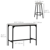 HOMCOM 5-Piece Bar Table Set for 4, Industrial Counter Height Bar Table and Chairs for Kitchen, Dining Room, Grey(m-3)