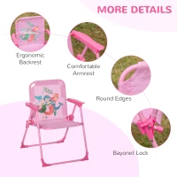 Outsunny Kids Folding Picnic Table and Chair Set Pattern Outdoor Garden Patio Backyard with Removable & Height Adjustable Sun Umbrella Pink(m-6)