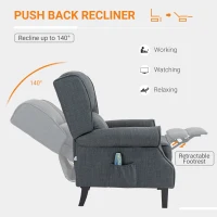 HOMCOM Vibrating Massage Recliner Chair with Heat, Wingback Push Back Reclining Chair for Living Room, Charcoal Gray(m-5)