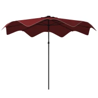 Outsunny Solar Patio Umbrella with LED and Tilt, Outdoor Market Table Umbrella Parasol with Crank, 10 x 10 ft, Wine Red(m-2)