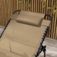 Outsunny 2 Piece Folding Chaise Lounge Pool Chairs with 5-level Reclining Back, Reading Hole, Side Pocket, Beige(m-8)