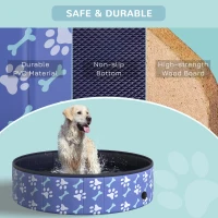 PawHut Folding Dog Pool Portable Pet Kiddie Swimming Pool, Outdoor/Indoor Puppy Bath Tub with Nonslip Bottom for Dogs & Cats,  (Φ47", Blue)(m-7)