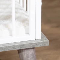 PawHut Dog Crate, Furniture Style Pet Cage Kennel, End Table, Decorative Dog House, with Soft Cushion, Wooden Top, Door, for Small Dogs, Indoor Use, Grey(m-8)